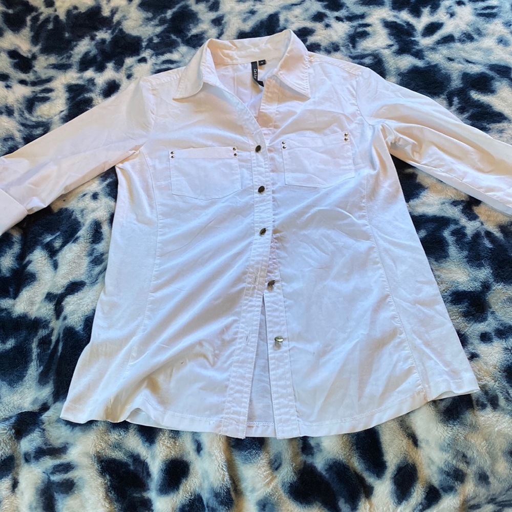 White buttoned up shirt, breathable